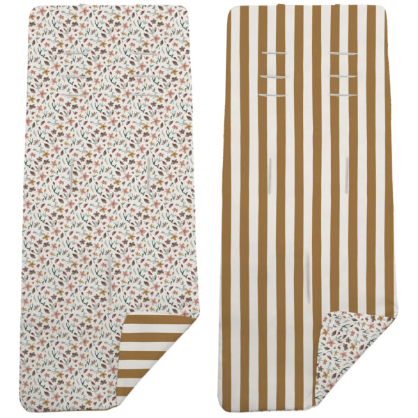 Colchoneta Reversible en tejido villela estampada Brisa mostaza