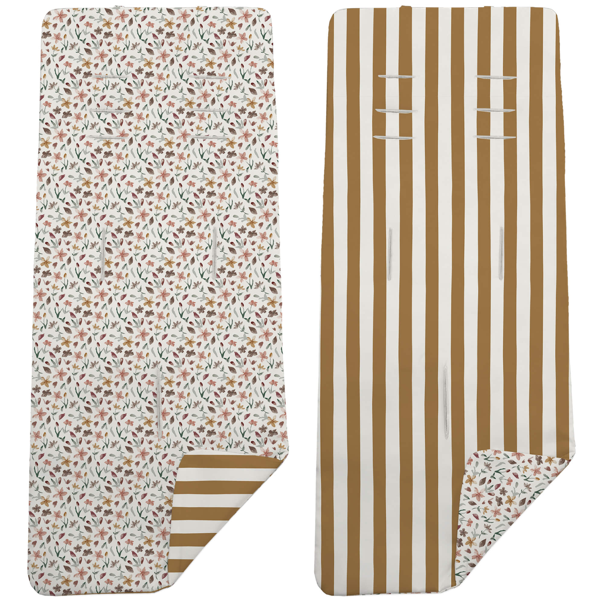 Colchoneta Reversible en tejido villela estampada Brisa mostaza