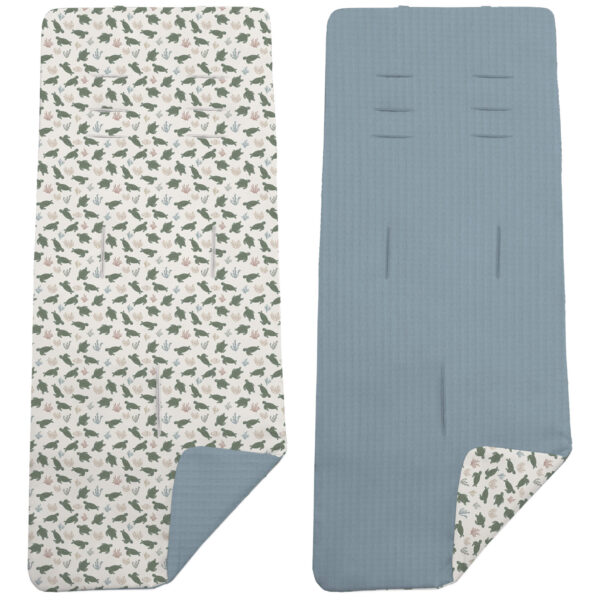 Colchoneta Reversible en tejido piqué y villela estampada Cairo azul