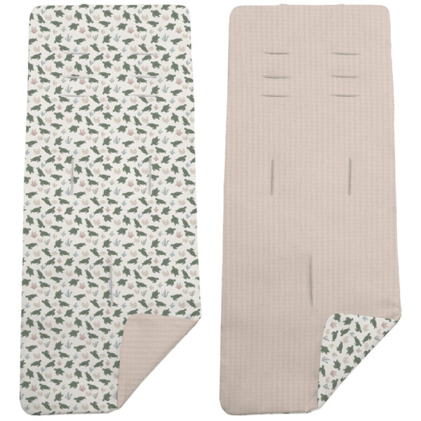 Colchoneta Reversible en tejido piqué y villela estampada Cairo tostado