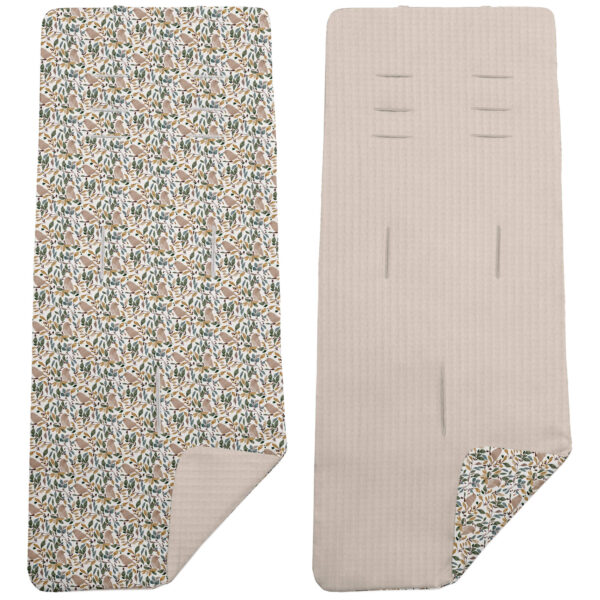 Colchoneta Reversible en tejido piqué y villela estampada Dylan tostado