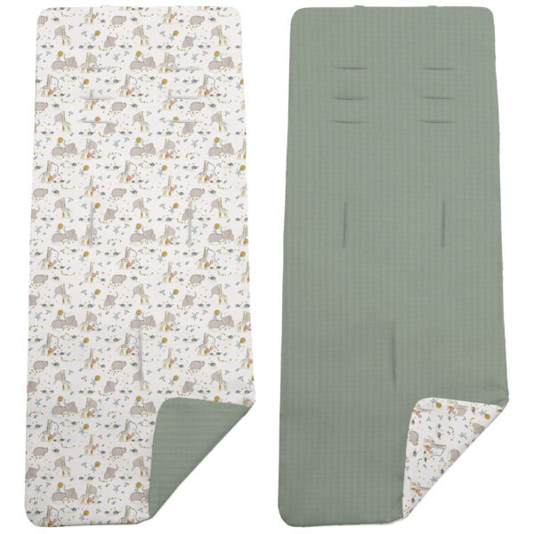 Colchoneta Reversible en tejido piqué y villela estampada Erick verde