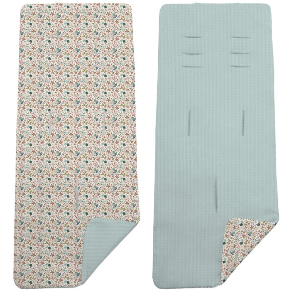 Colchoneta Reversible en tejido piqué y villela estampada Garden menta