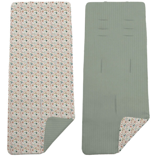 Colchoneta Reversible en tejido piqué y villela estampada Garden verde