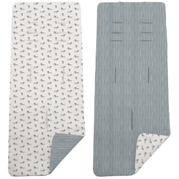 Colchoneta Reversible en tejido villela estampada Milán azul