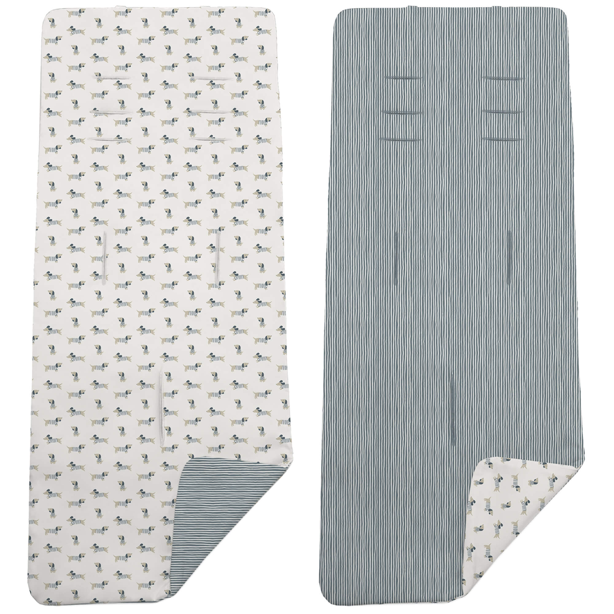Colchoneta Reversible en tejido villela estampada Milán azul