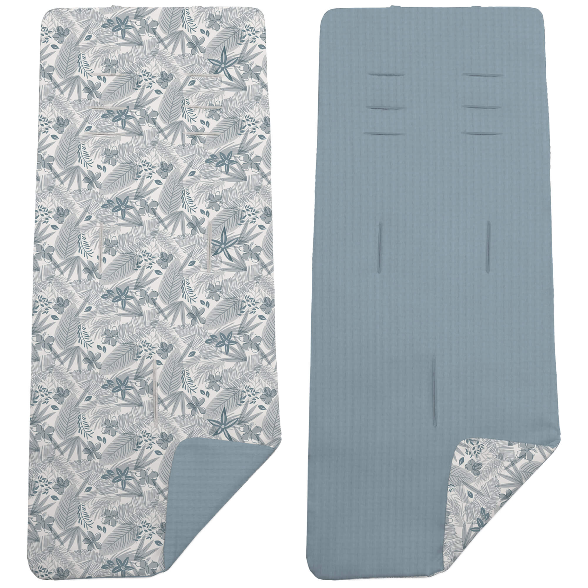 Colchoneta Reversible en tejido piqué y villela estampada Piccolo azul