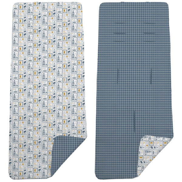 Colchoneta Reversible en tejido villela estampada Porto azul