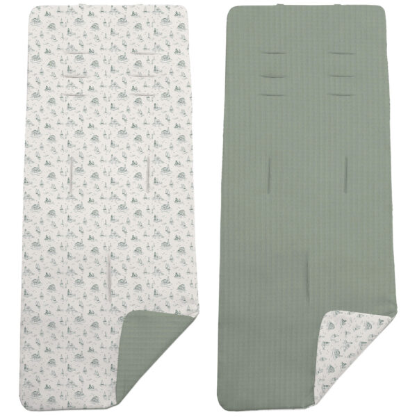Colchoneta Reversible en tejido piqué y villela estampada Toile - Marinero verde