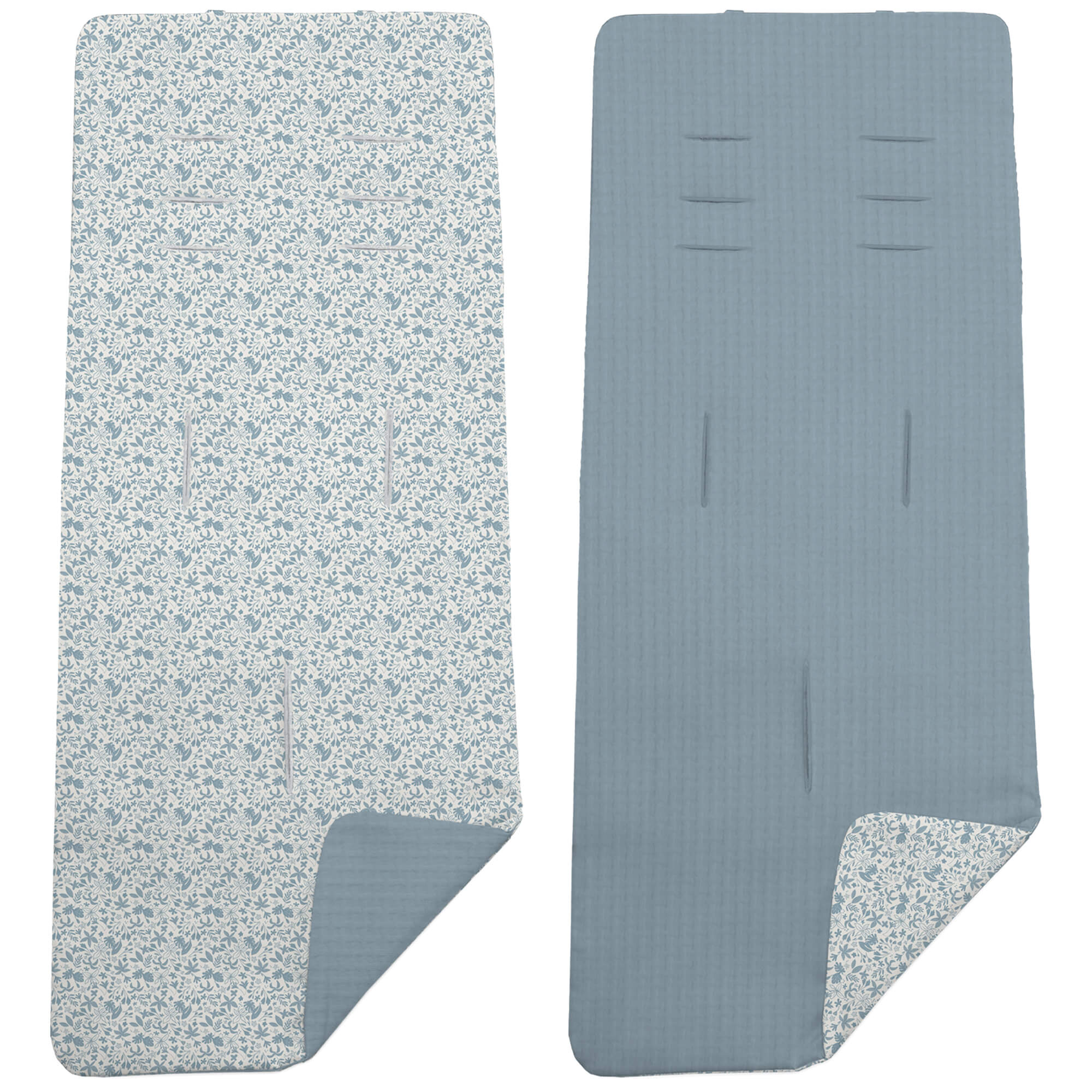 Colchoneta Reversible en tejido piqué y villela estampada Versalles azul