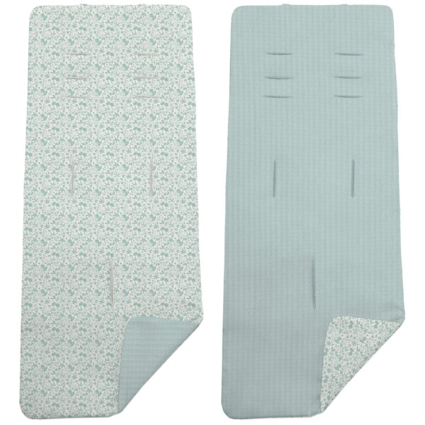 Colchoneta Reversible en tejido piqué y villela estampada Versalles menta