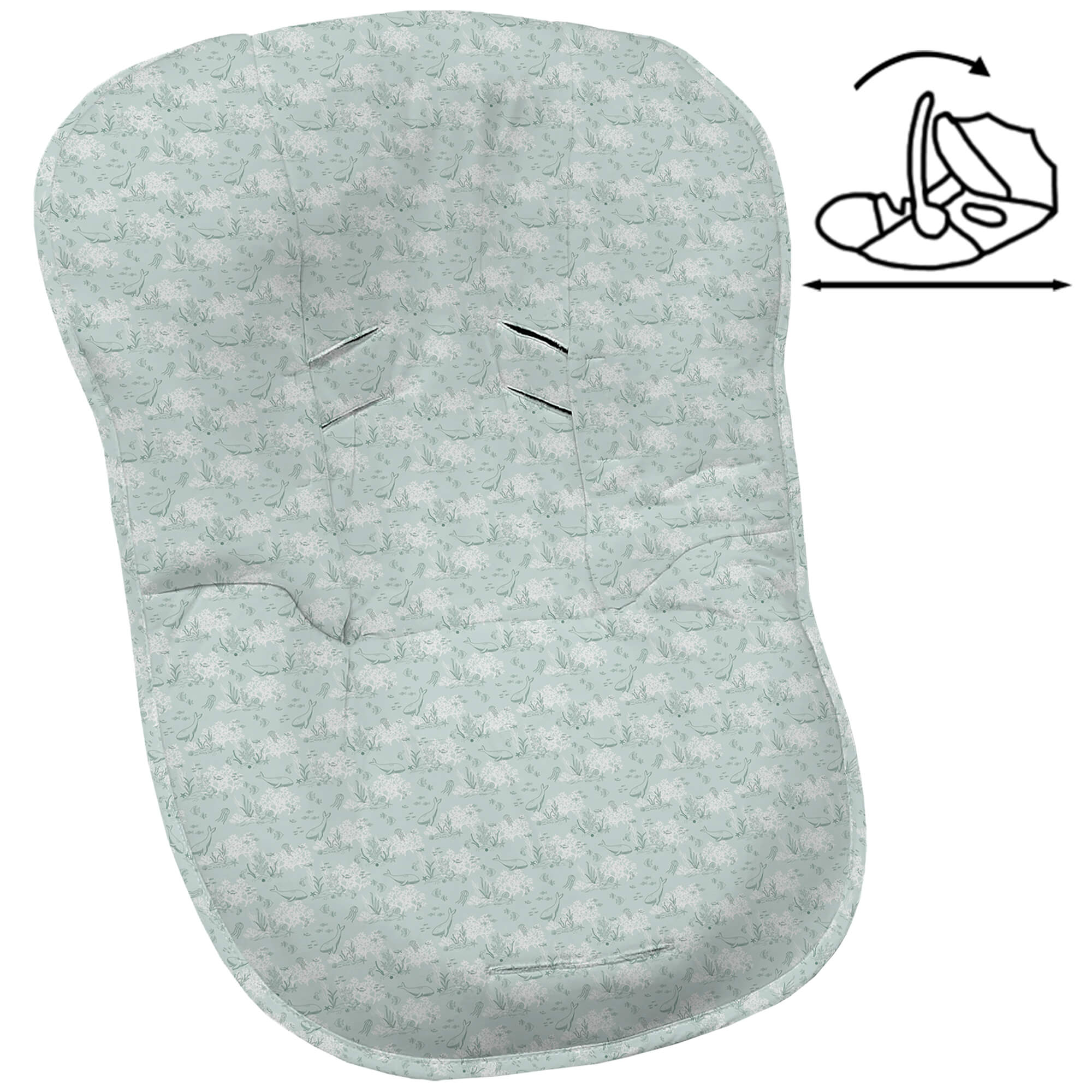 Funda grupo cero en tejido villela estampada modular Arrecife verde