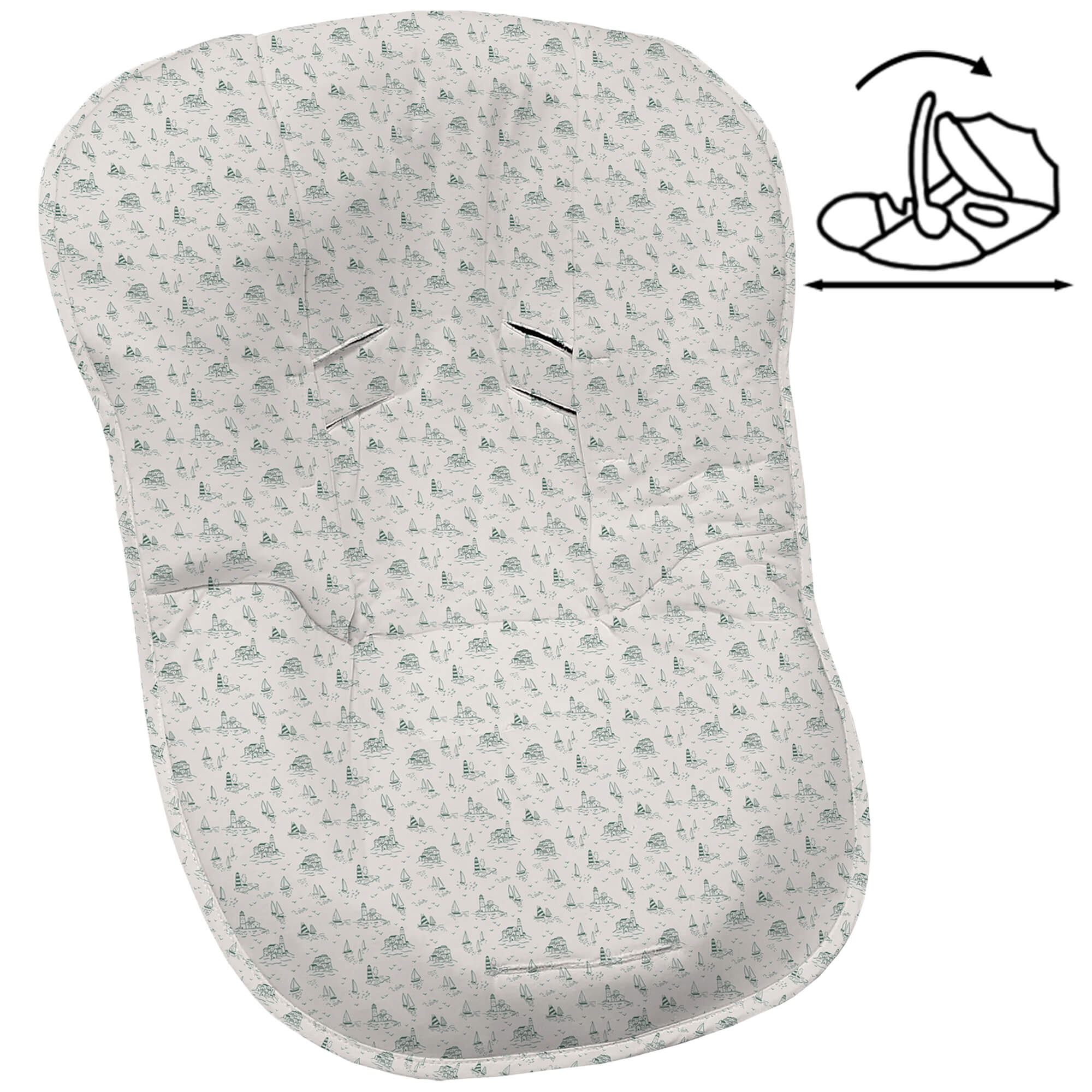 Funda grupo cero en tejido villela estampada modular Toile - Marinero verde