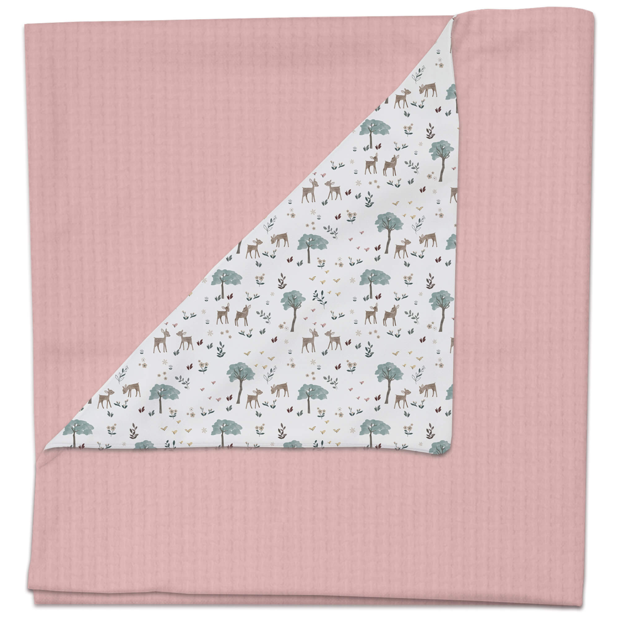 Manta Bambi verano rosado Manta multiusos en tejido piqué roma liso y villela estampada Bambi verano rosado