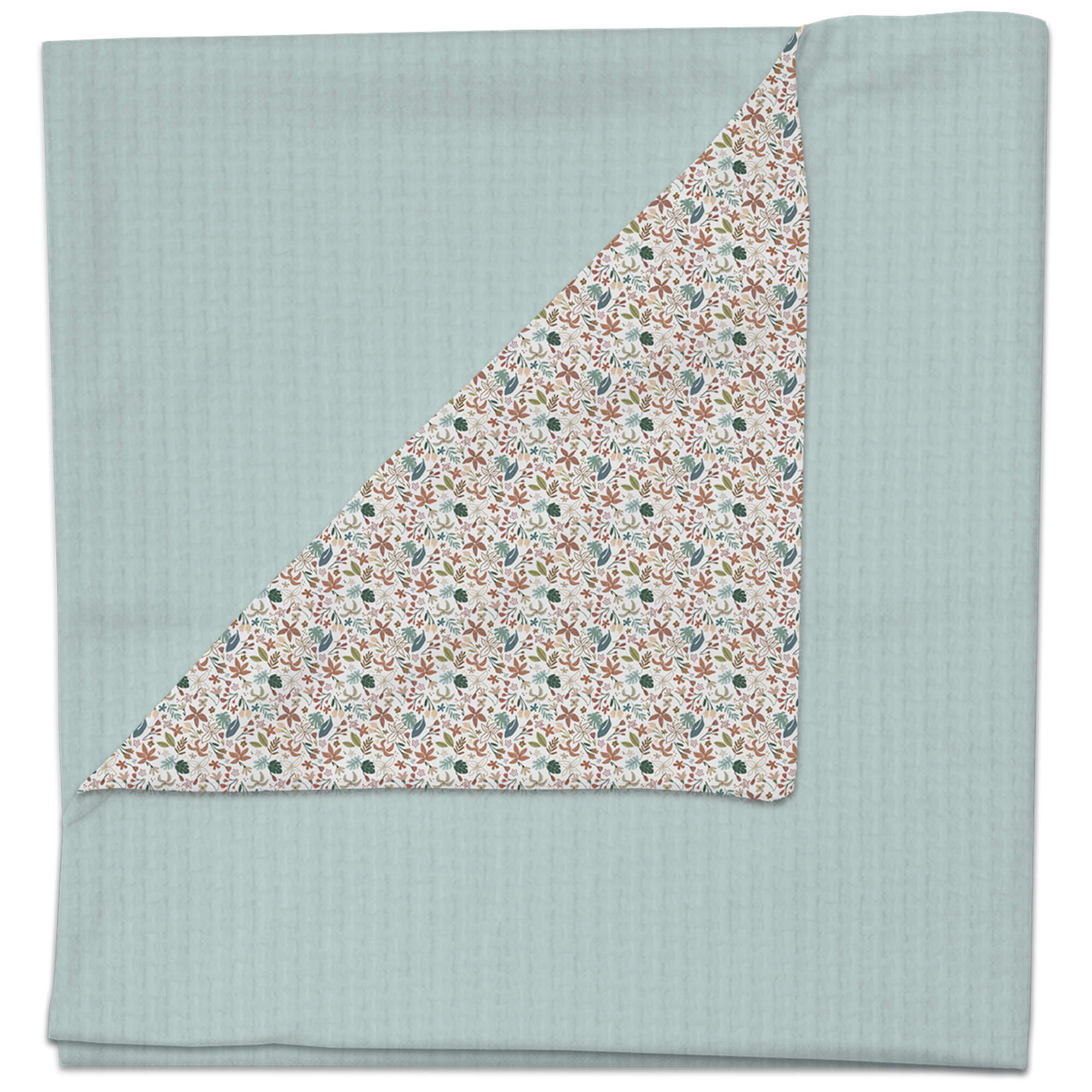 Manta Garden menta Manta multiusos en tejido piqué roma liso y villela estampada Garden menta