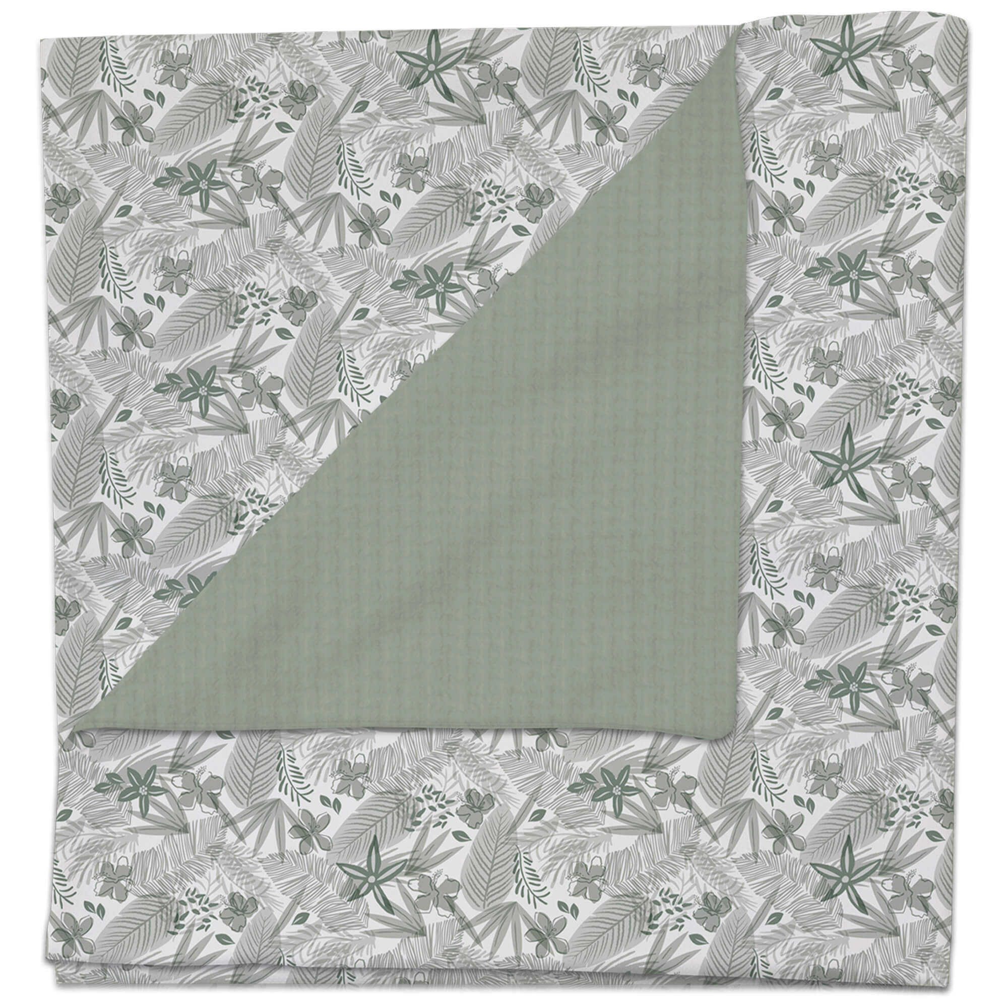 Manta Piccolo verde Manta multiusos en tejido piqué roma liso y villela estampada Piccolo verde