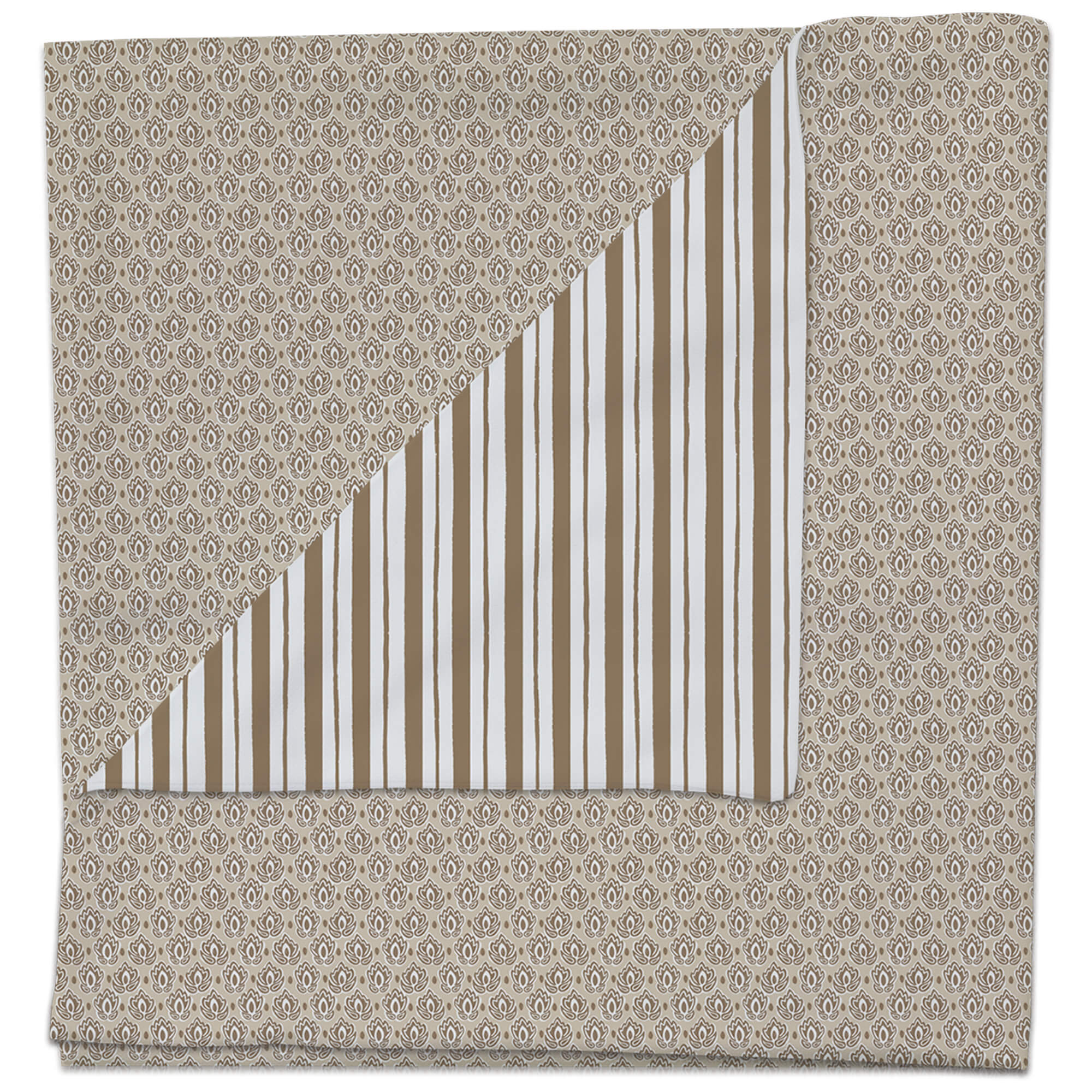 Manta multiusos en tejido villela estampada Provenza marrón