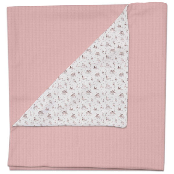 Manta multiusos en tejido piqué roma liso y villela estampada Toile Marinero maquillaje