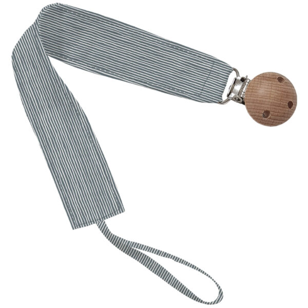 Pinza para el chupete en tejido villela estampada Milán rayas azul