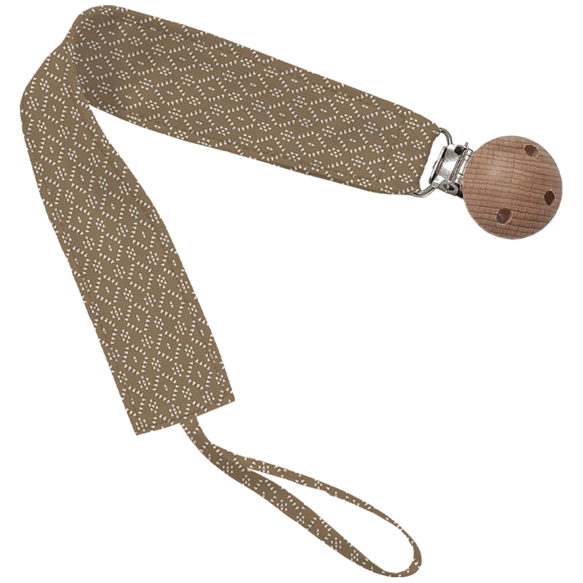 Pinza para el chupete en tejido villela estampada Nepal marrón oscuro