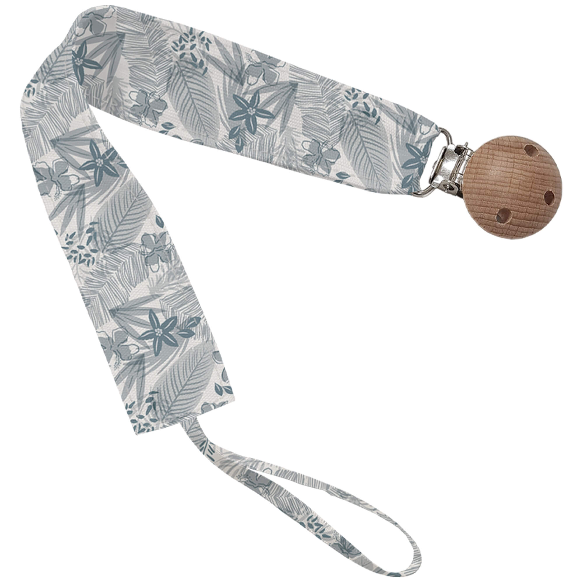 Pinza para el chupete en tejido villela estampada Piccolo azul