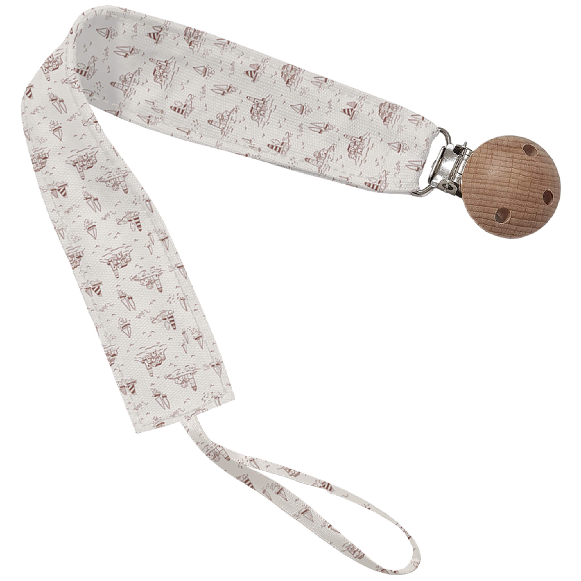 Pinza para el chupete en tejido villela estampada Toile Marinero maquillaje
