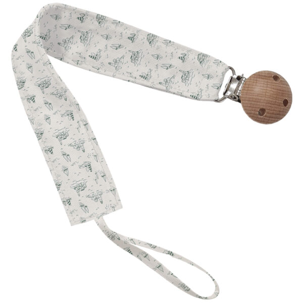Pinza para el chupete en tejido villela estampada Toile Marinero verde