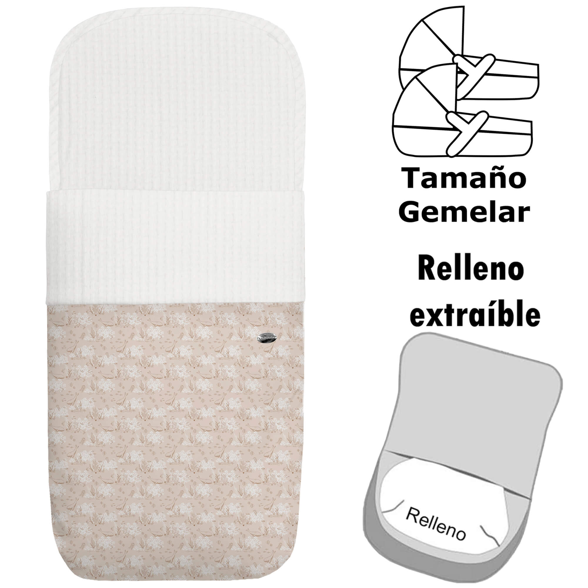 Saco para Capazo modelo gemelar desenfundable Arrecife tostado