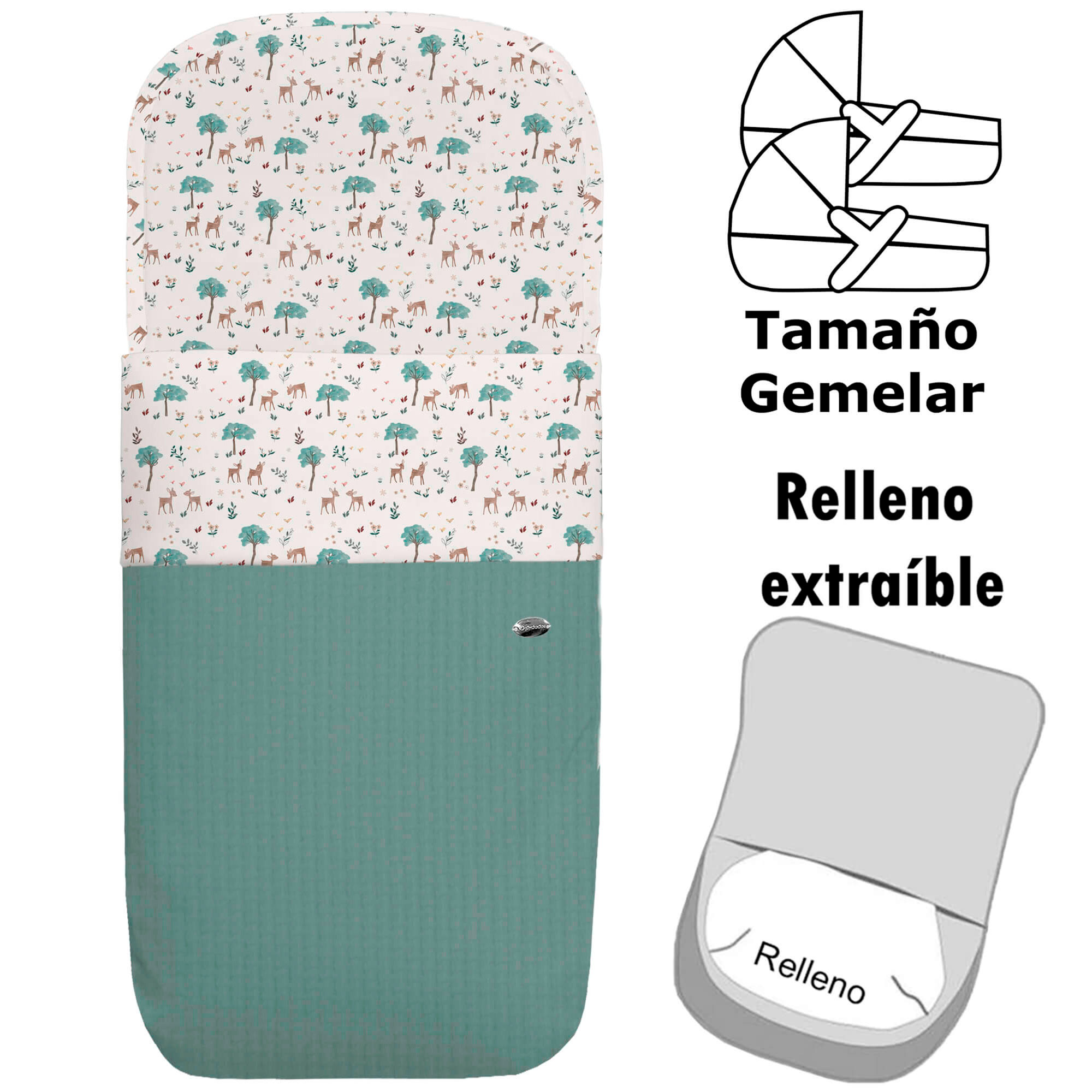 Saco para Capazo modelo gemelar desenfundable Bambi verde