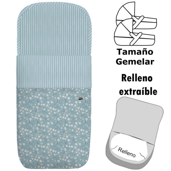 Saco para Capazo modelo gemelar desenfundable Iris azul