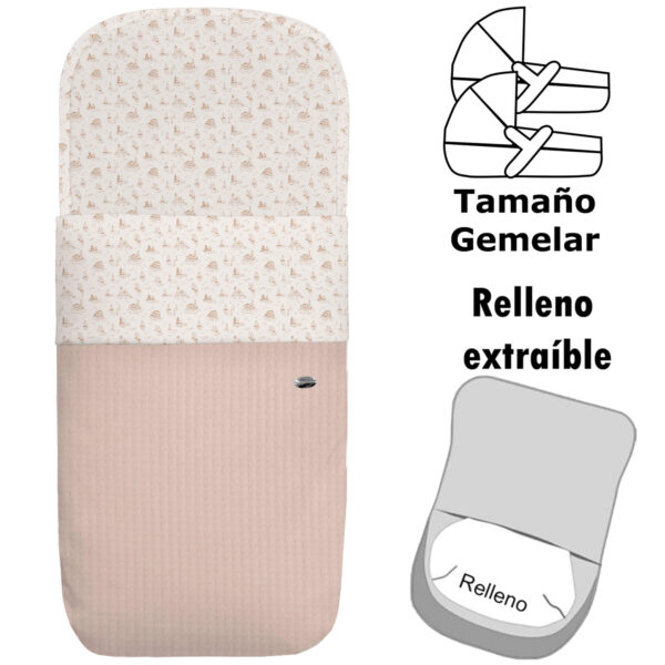 Saco para Capazo modelo gemelar desenfundable Marinero tostado