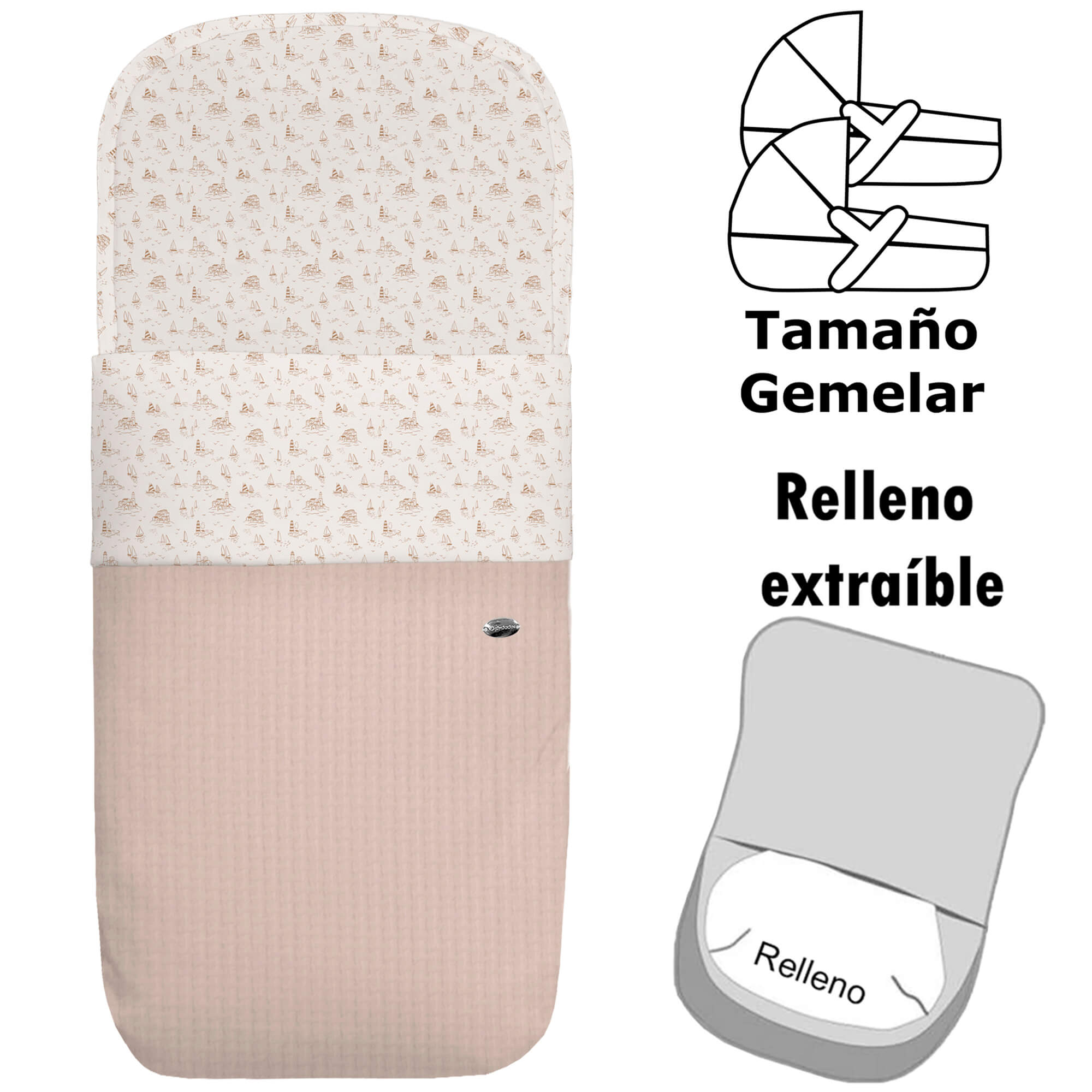 Saco para Capazo modelo gemelar desenfundable Marinero tostado