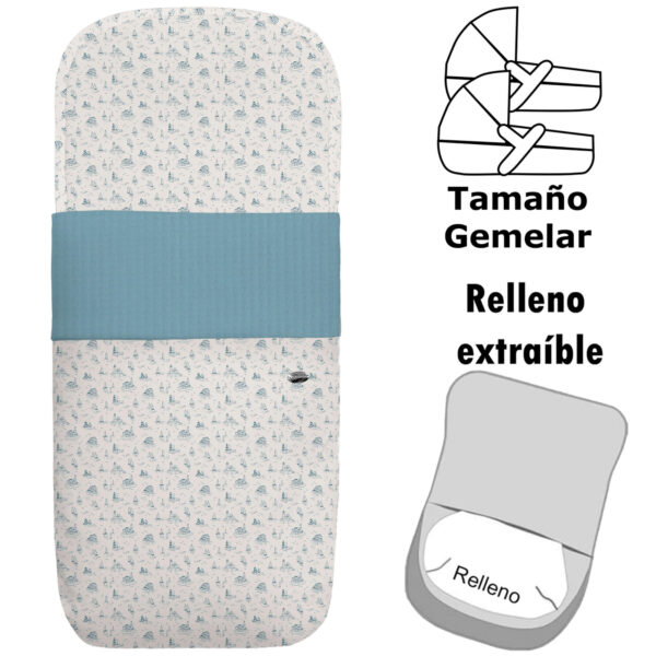 Saco para Capazo modelo gemelar desenfundable Toile azul