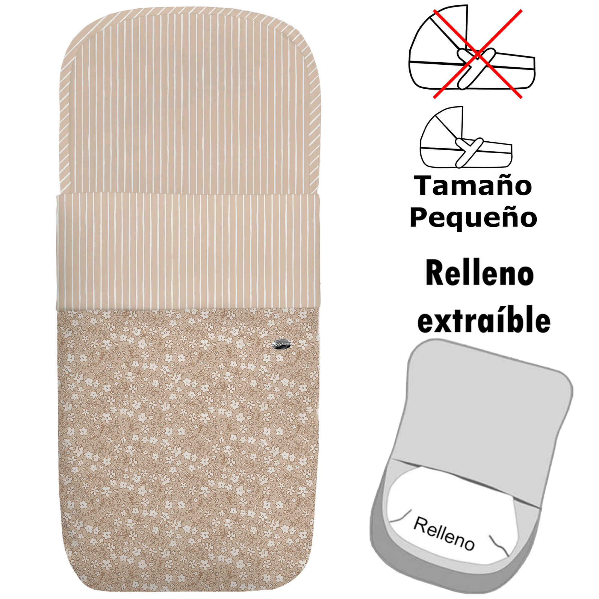 Saco capazo pequeño desenfundable Iris marrón Saco para Capazo modelo pequeño desenfundable Iris marrón