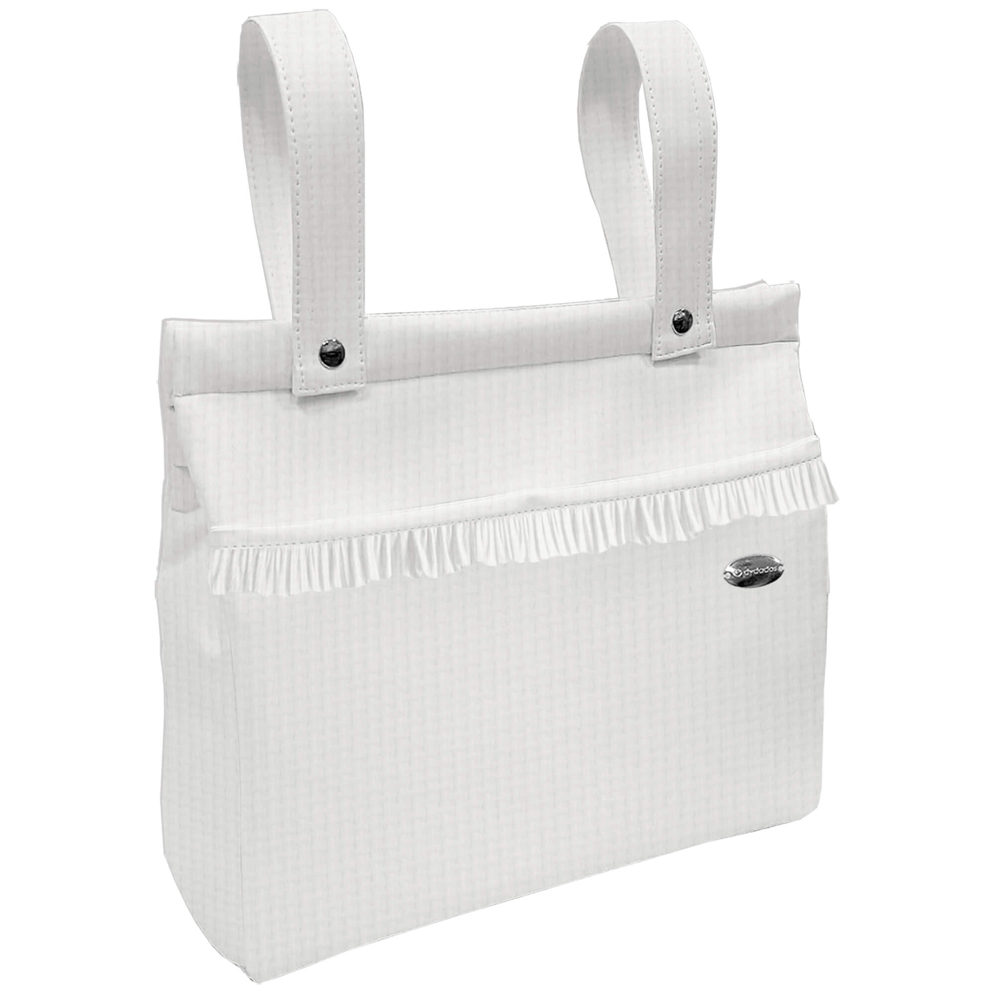 Bolso Panera con volante Piqué en tejido piqué de algodón Roma Blanco Roto