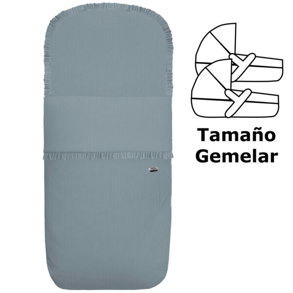 Saco para Capazo Gemelar  en tejido de algodón Bambula Azulón