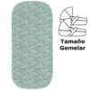 Colchoneta para capazo gemelar Iris invierno Flores verde
