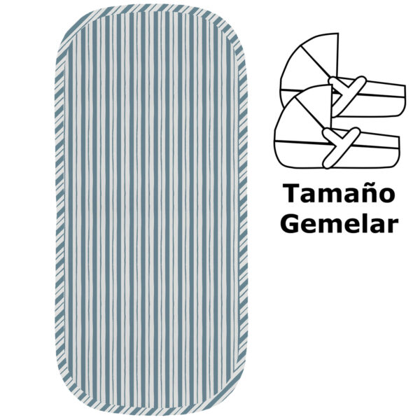 Colchoneta para capazo gemelar Provenza invierno Rayas azul