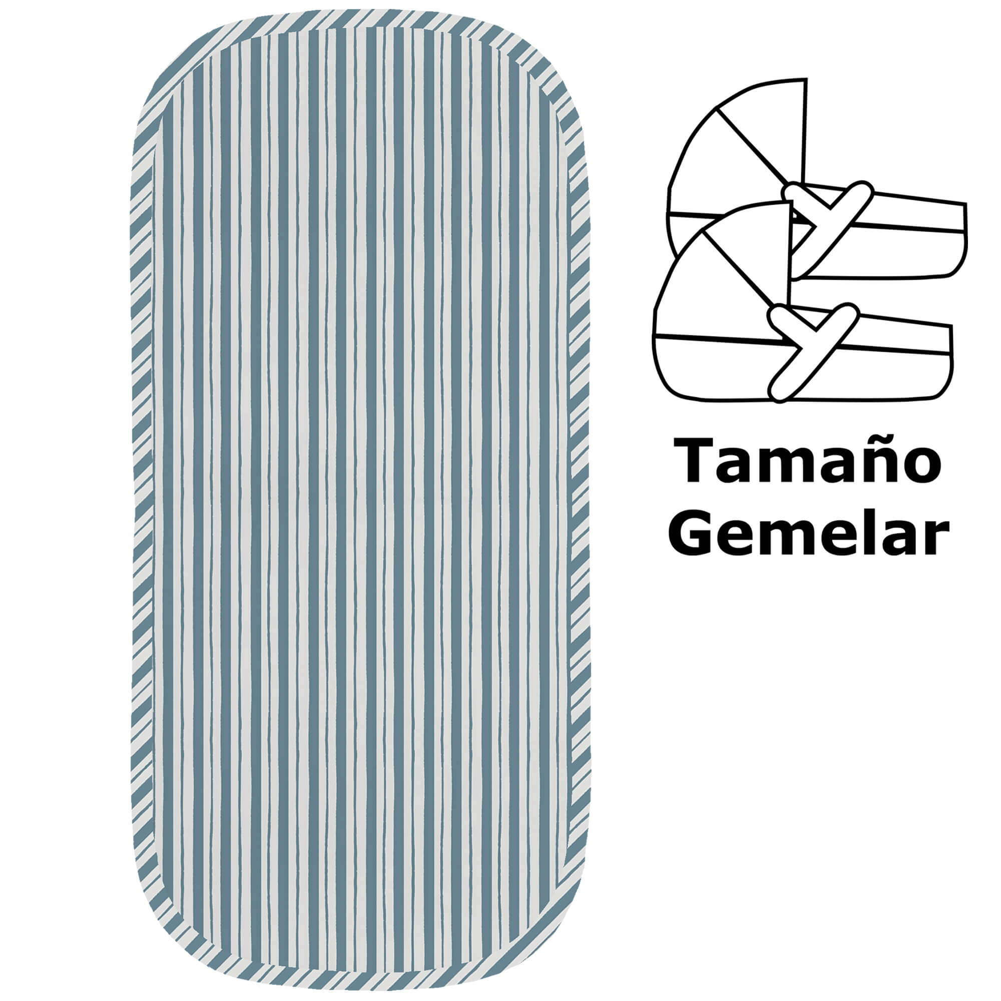 Colchoneta capazo gemelar Provenza invierno Rayas azul Colchoneta para capazo gemelar Provenza invierno Rayas azul