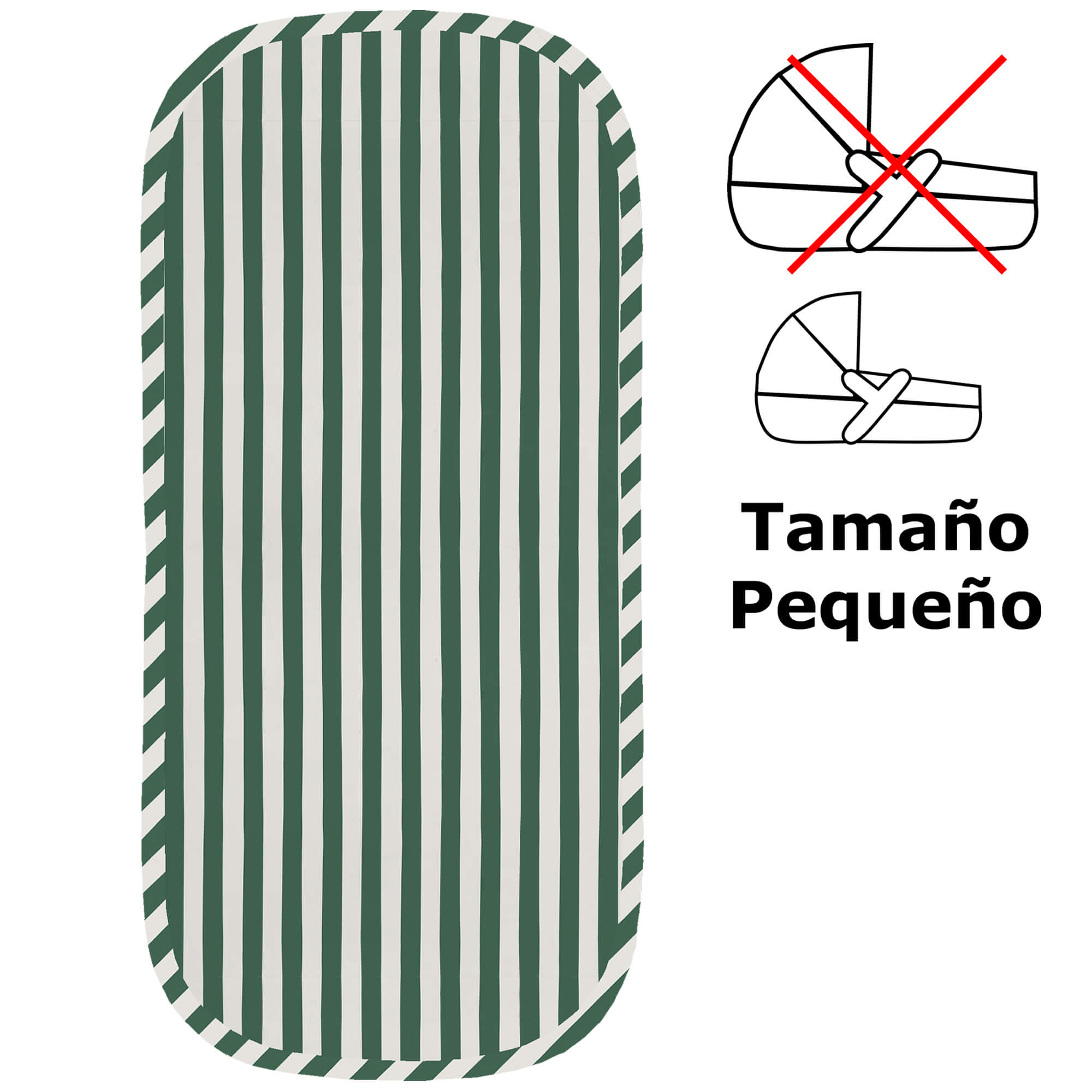 Colchoneta para capazo pequeña Rayas verde