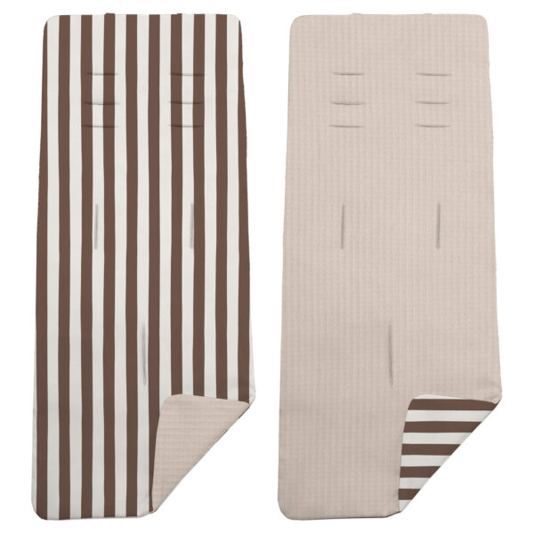 Colchoneta Reversible Rayas marron con tostado