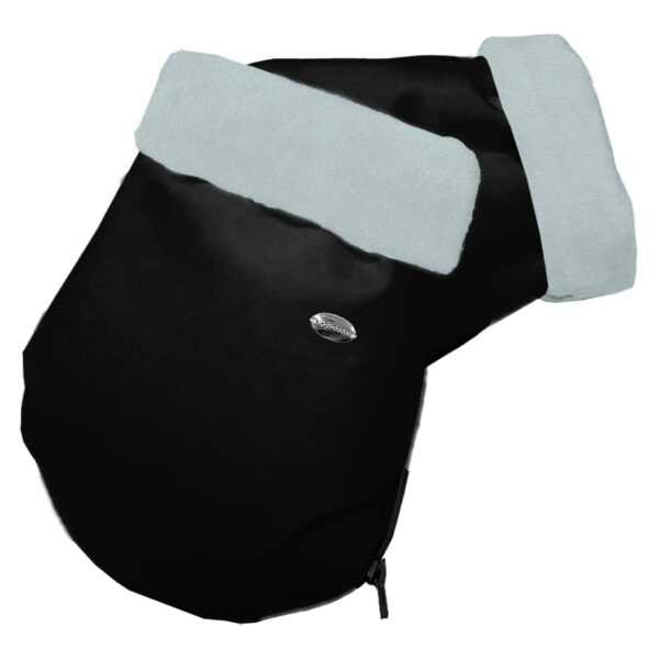 Guantes para carro polipiel negro pelo celeste