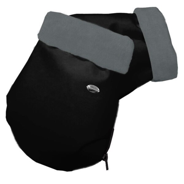 Guantes para carro polipiel negro pelo gris marengo