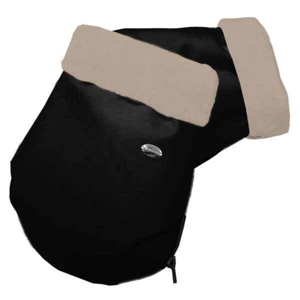 Guantes para carro polipiel negro pelo marfil