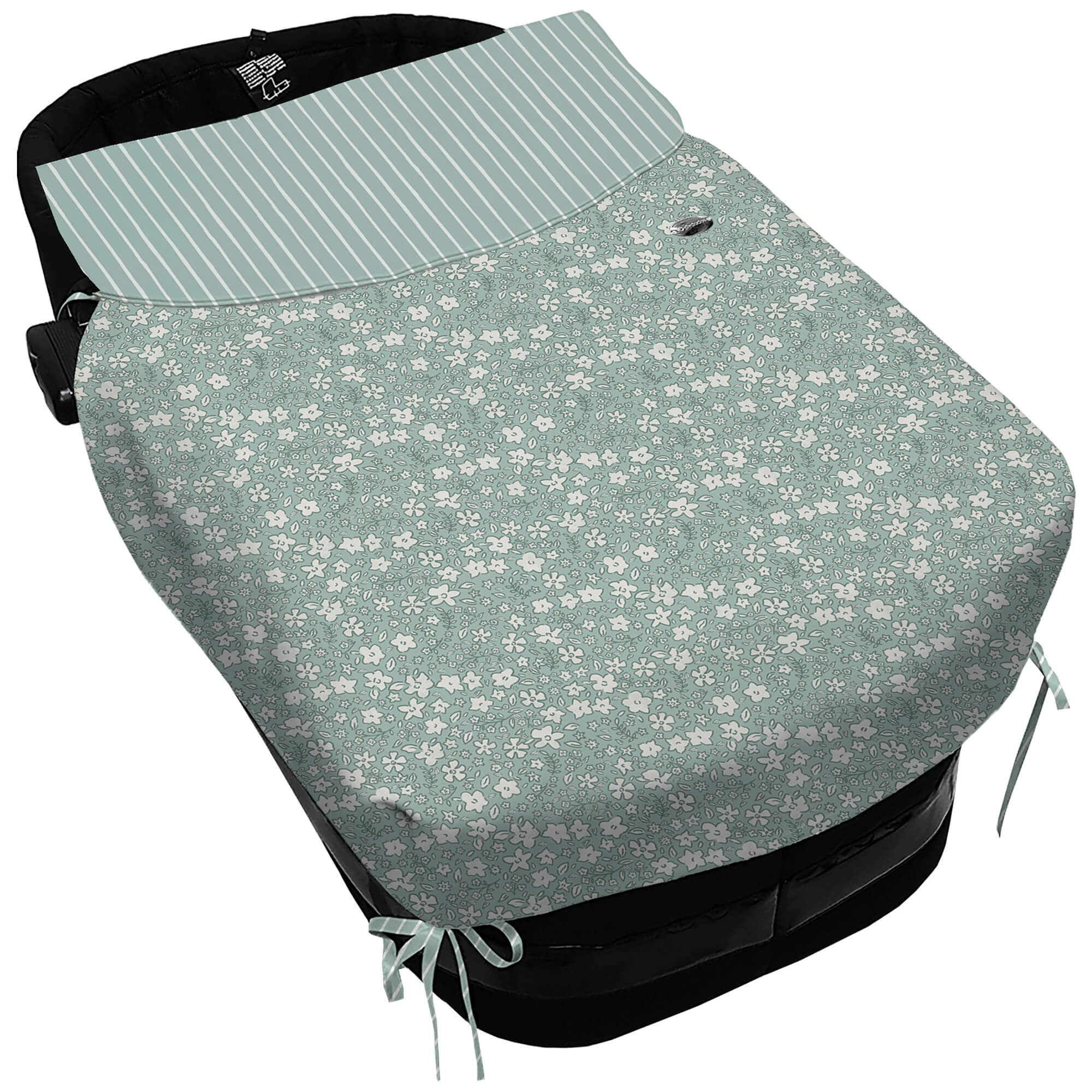 Saco para Capazo con Colcha con Lazos Iris Invierno verde villela estampada