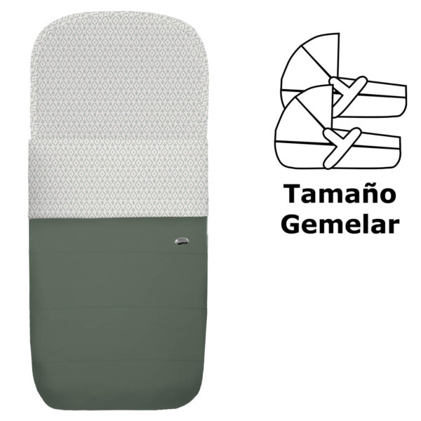 Saco para Capazo Gemelar Nepal Invierno verde villela estampada