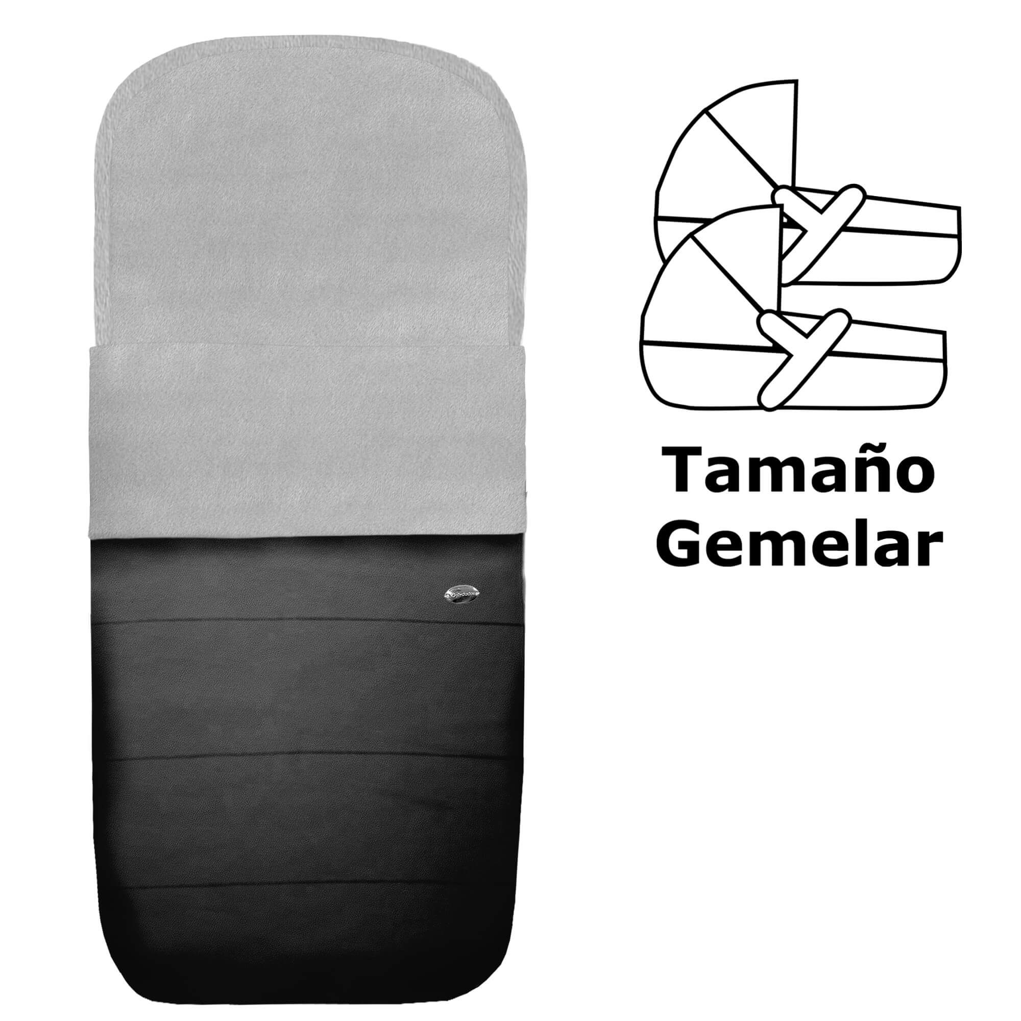 Saco para capazo gemelar polipiel negro pelo gris