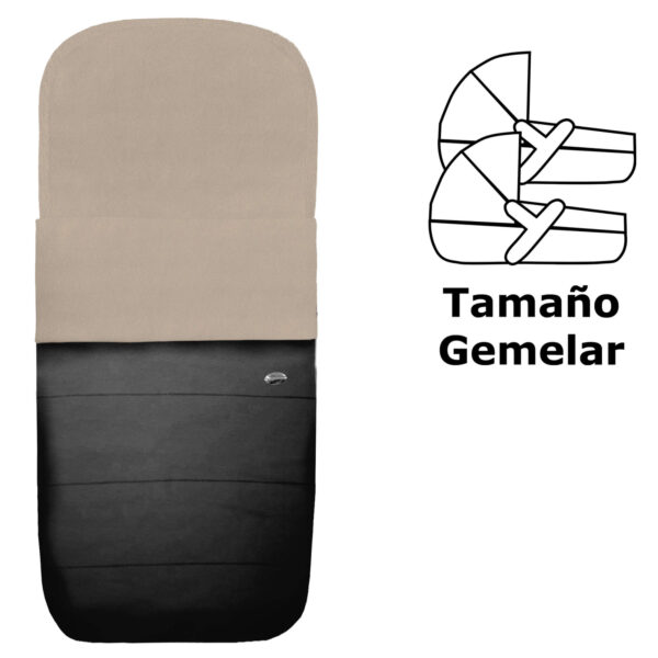 Saco para capazo gemelar polipiel negro pelo marfil