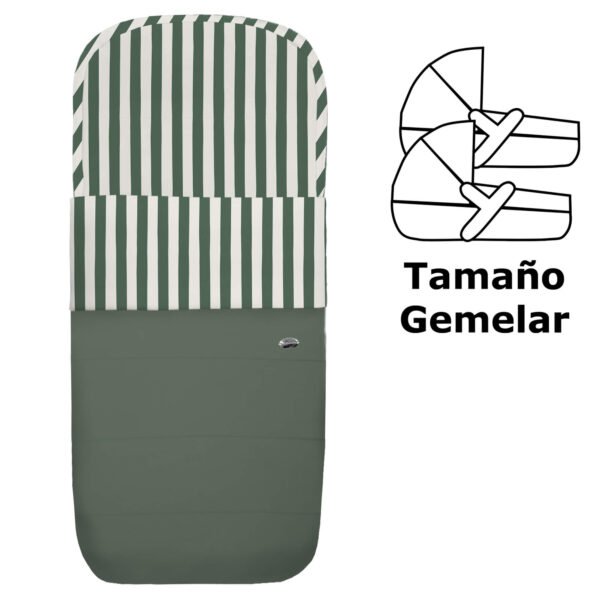 Saco para Capazo Gemelar Rayas verde polipiel verde villela estampada