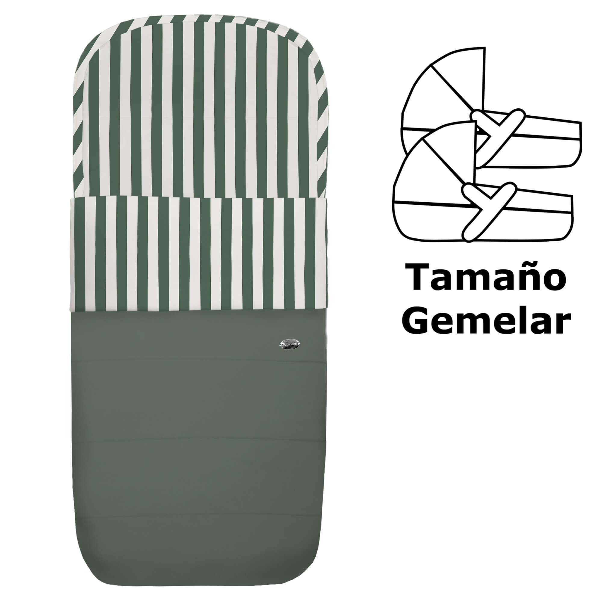 Saco para Capazo Gemelar Rayas verde polipiel verde villela estampada